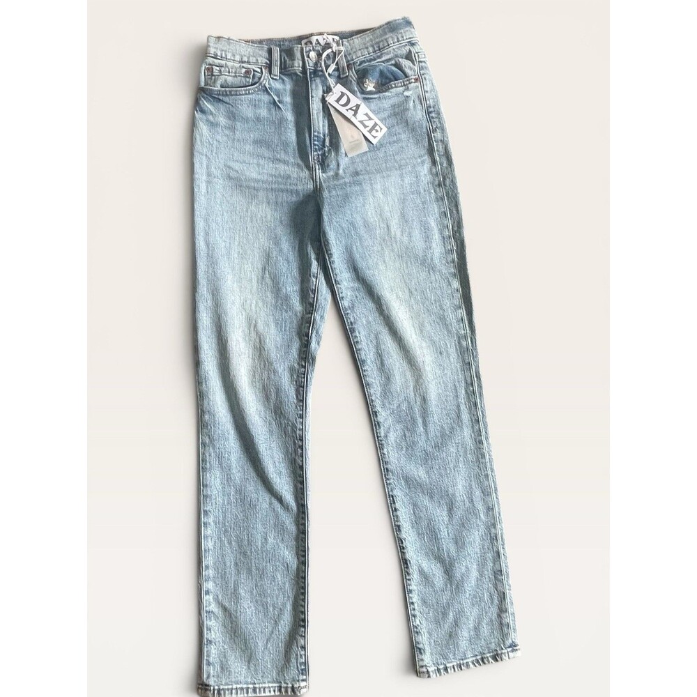 Daze Smarty Pants Jeans Womens 27 Blue High Rise Slim Straight NEW Tags